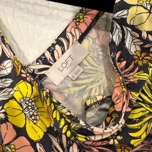 Loft- Darling Summer Dress. V-neck front and back. Floral multi- color. Medium